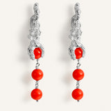 Pendientes Paloma plata coral