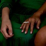 Anillo Paloma plata coral