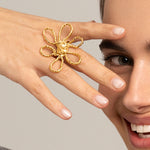 Sonia Folache Anillo L Olivia Latón bañado en oro de 18k
