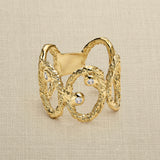 Sonia Folache Anillo Ovalado Gloria Latón bañado en oro de 18k con Tres Circonitas
