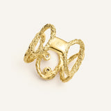 Sonia Folache Anillo Ovalado Gloria Latón bañado en oro de 18k con Tres Circonitas