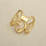 Sonia Folache Anillo Ovalado Gloria Latón bañado en oro de 18k con Tres Circonitas
