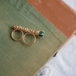 Sonia Folache Anillo Paloma Latón Bañado en oro de 18k con Malaquita Artesanal