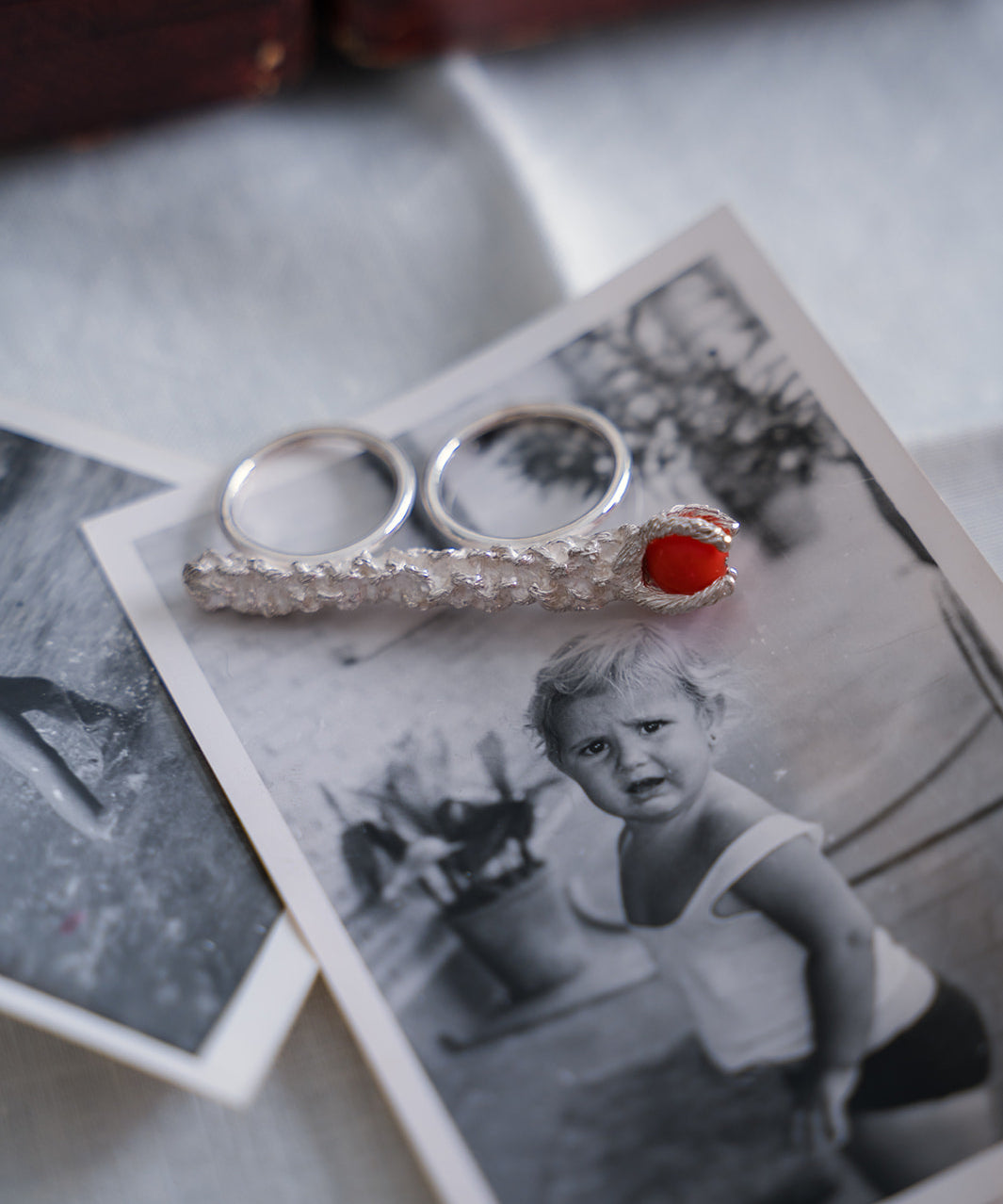 Sonia Folache Anillo Paloma Plata 925 con Coral Artesanal