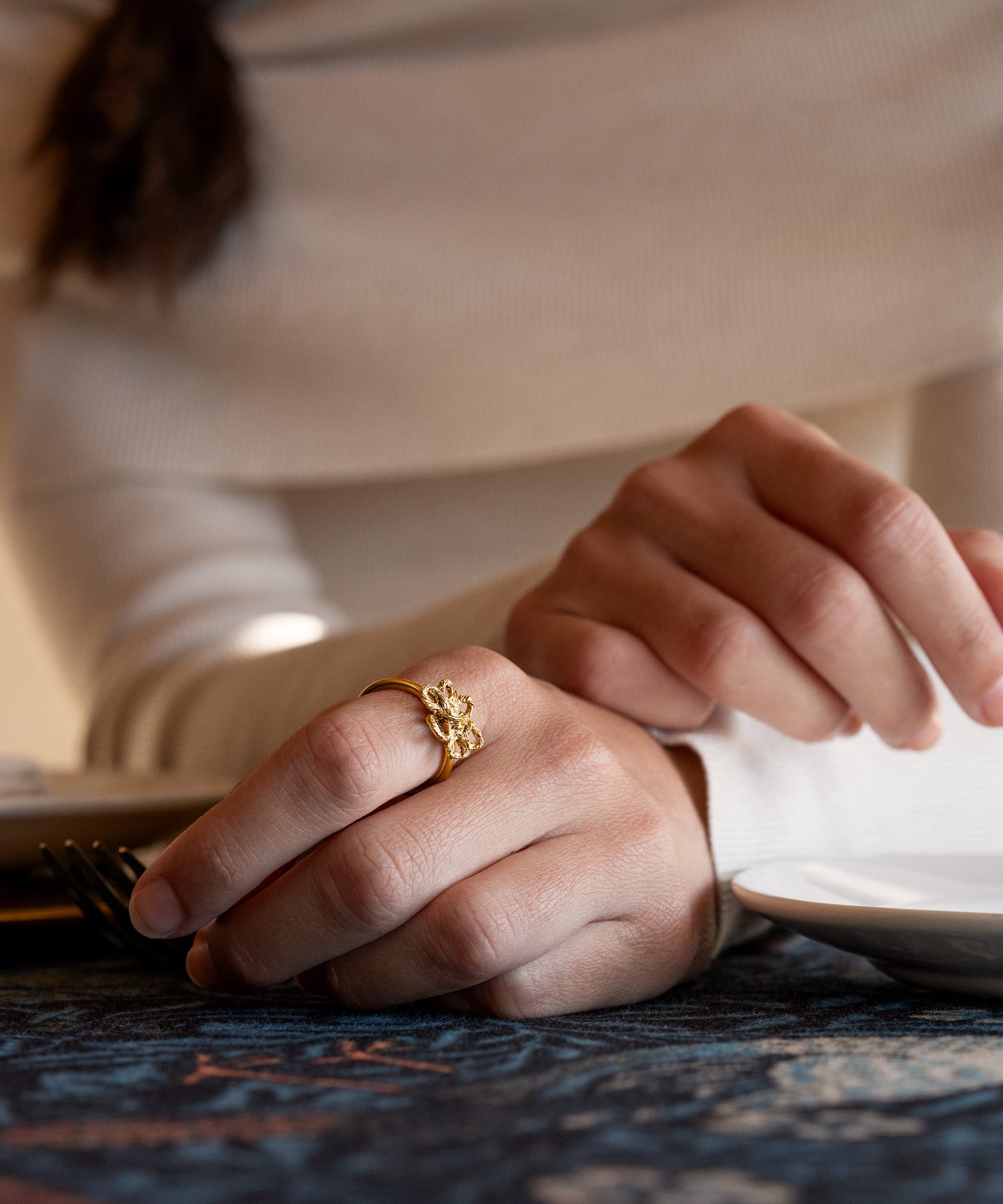 Sonia Folache Anillo S Olivia Latón bañado en oro de 18k
