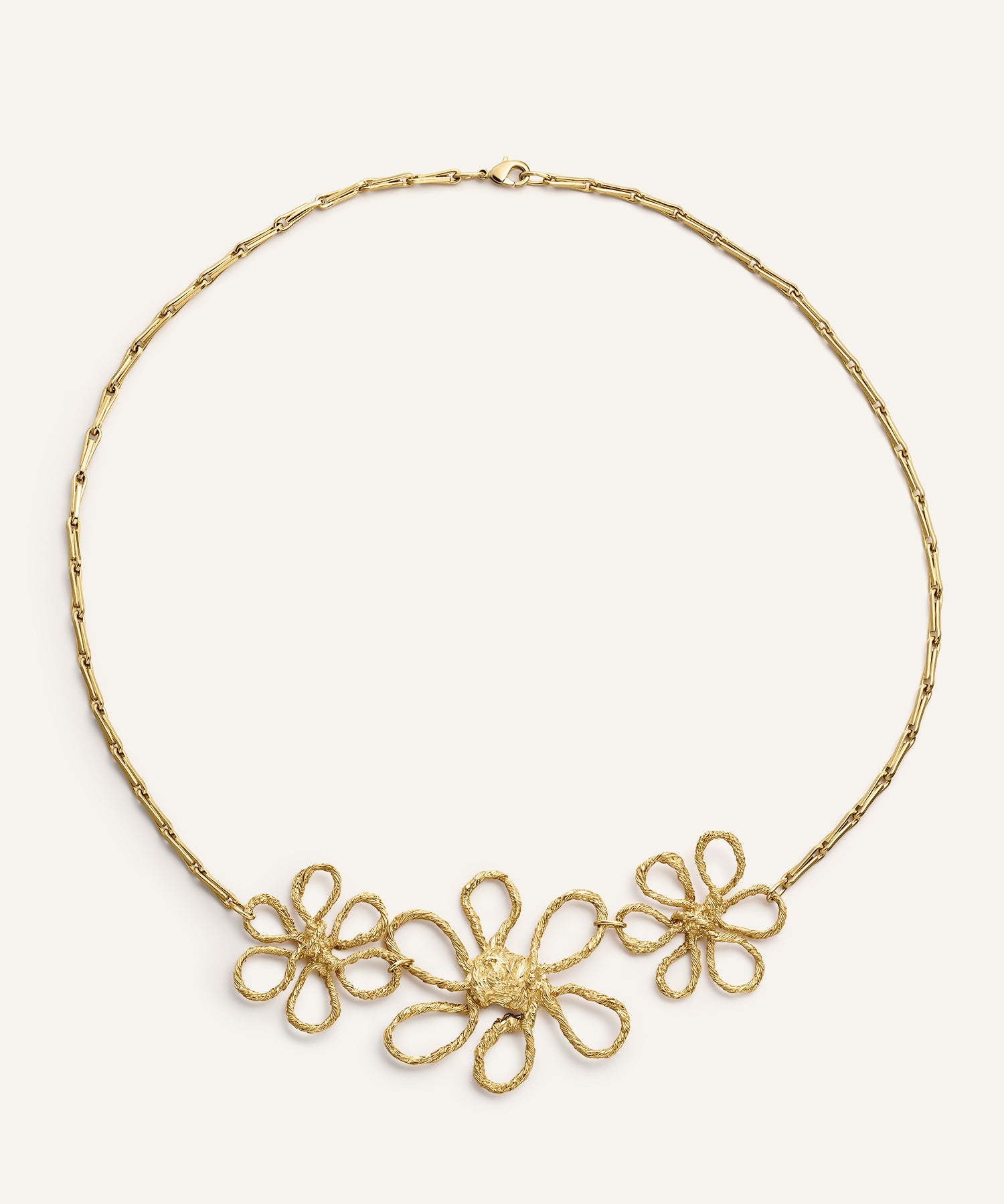 Sonia Folache Choker 3 Margaritas Olivia Latón bañado en oro de 18k
