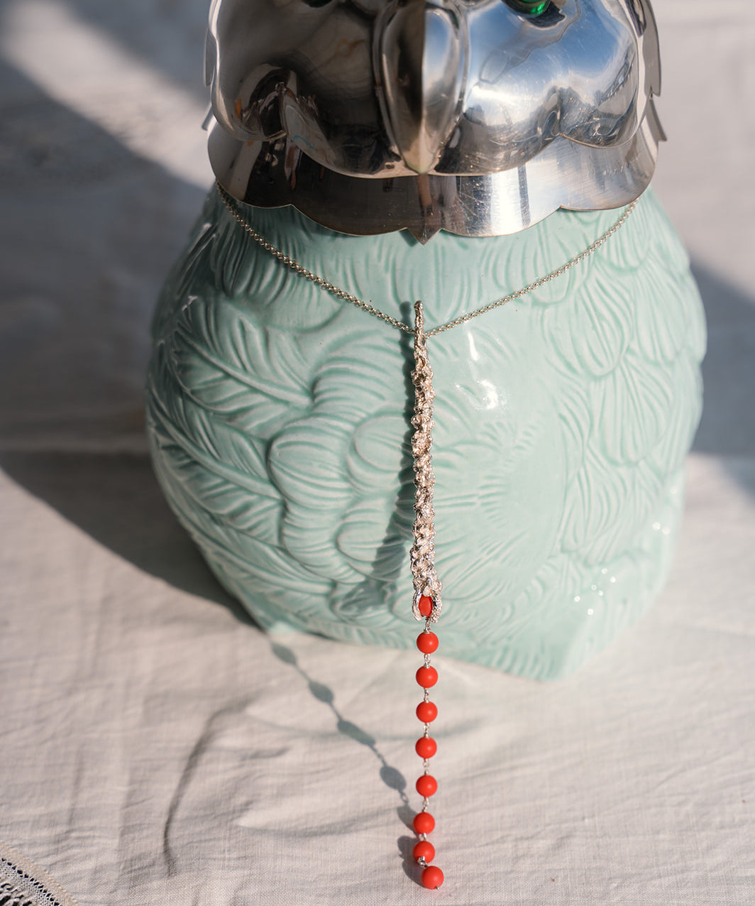 Sonia Folache Colgante Paloma Plata 925 con Coral