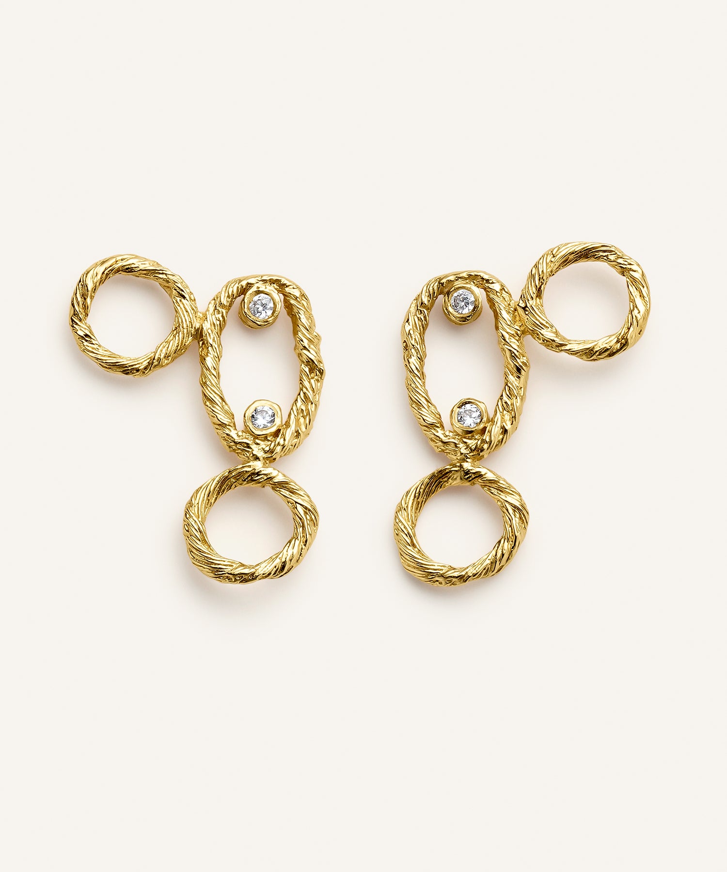 Sonia Folache Pendientes Gloria 1 Latón bañado en oro de 18k con Circonitas
