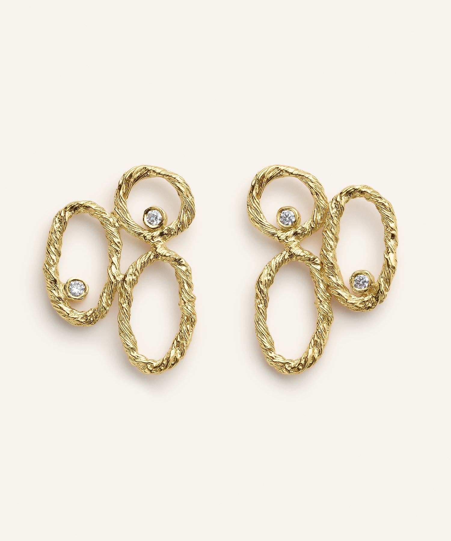 Sonia Folache Pendientes Gloria 2 Latón bañado en oro de 18k con Circonitas
