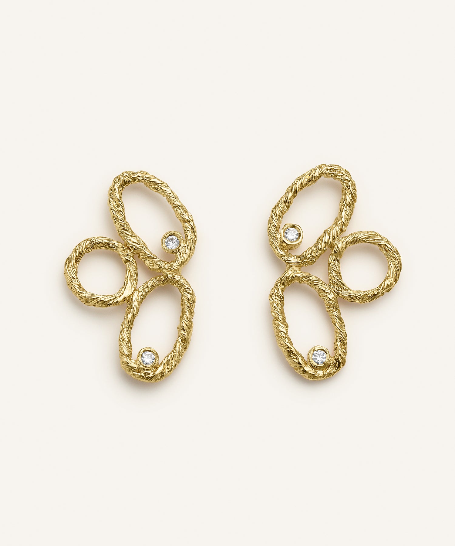 Sonia Folache Pendientes Gloria 3 Latón bañado en oro de 18k con Circonitas
