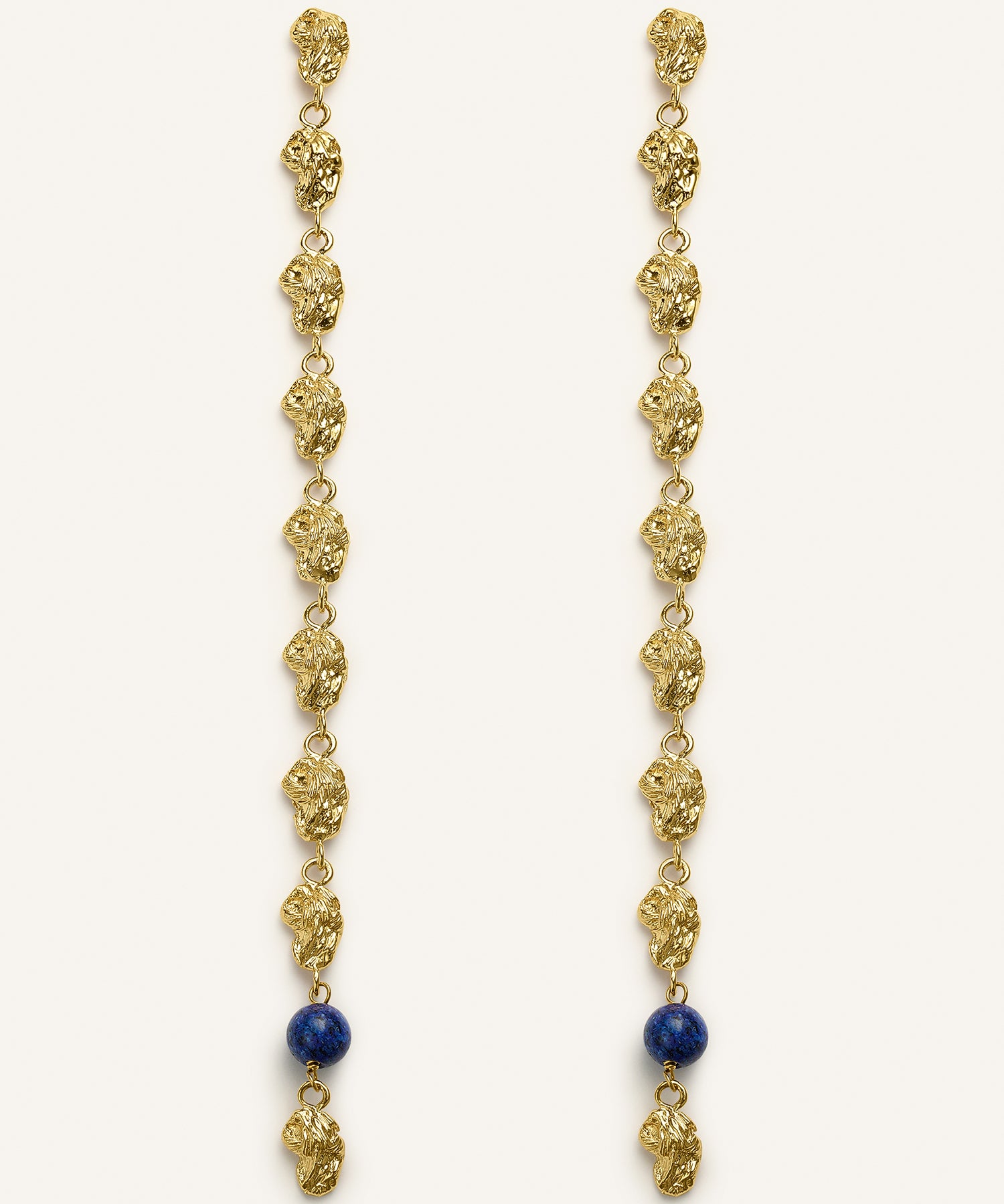 Sonia Folache Pendientes L Macarena Latón bañado en oro de 18k con Lapislázuli Artesanal
