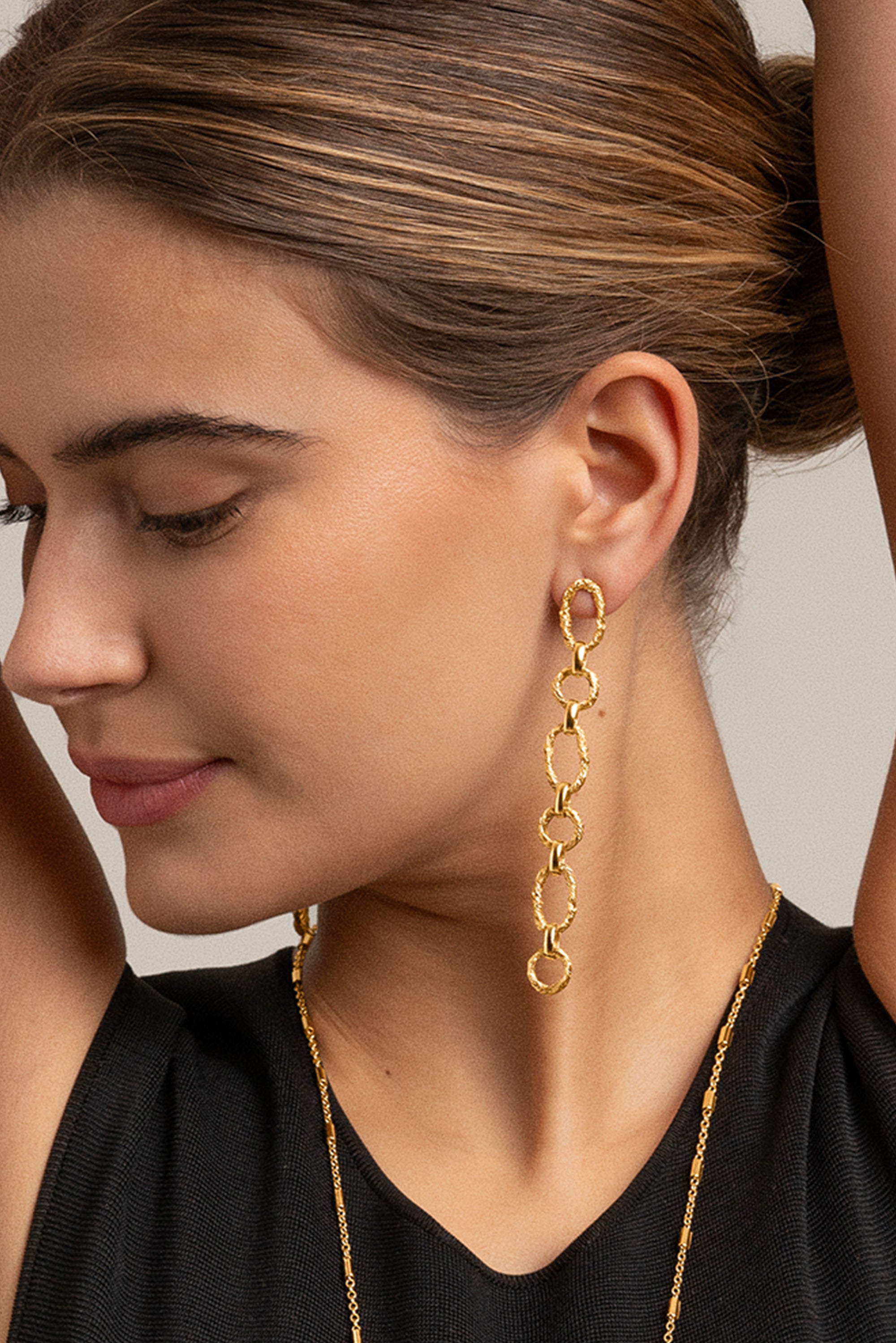 Sonia Folache Pendientes L Sonia  Latón bañado en oro de 18k
