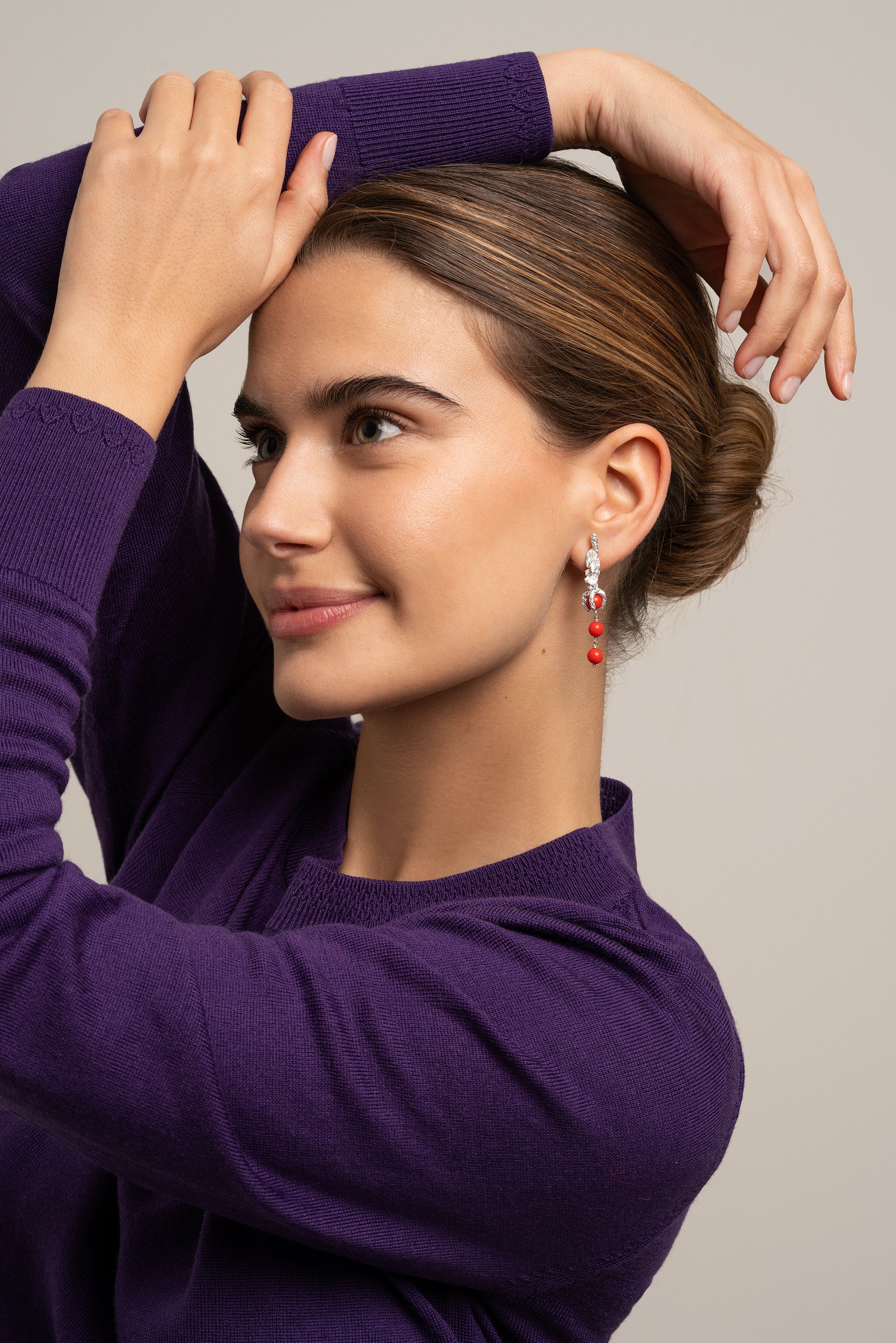 Sonia Folache Pendientes Paloma Plata 925 con Coral
