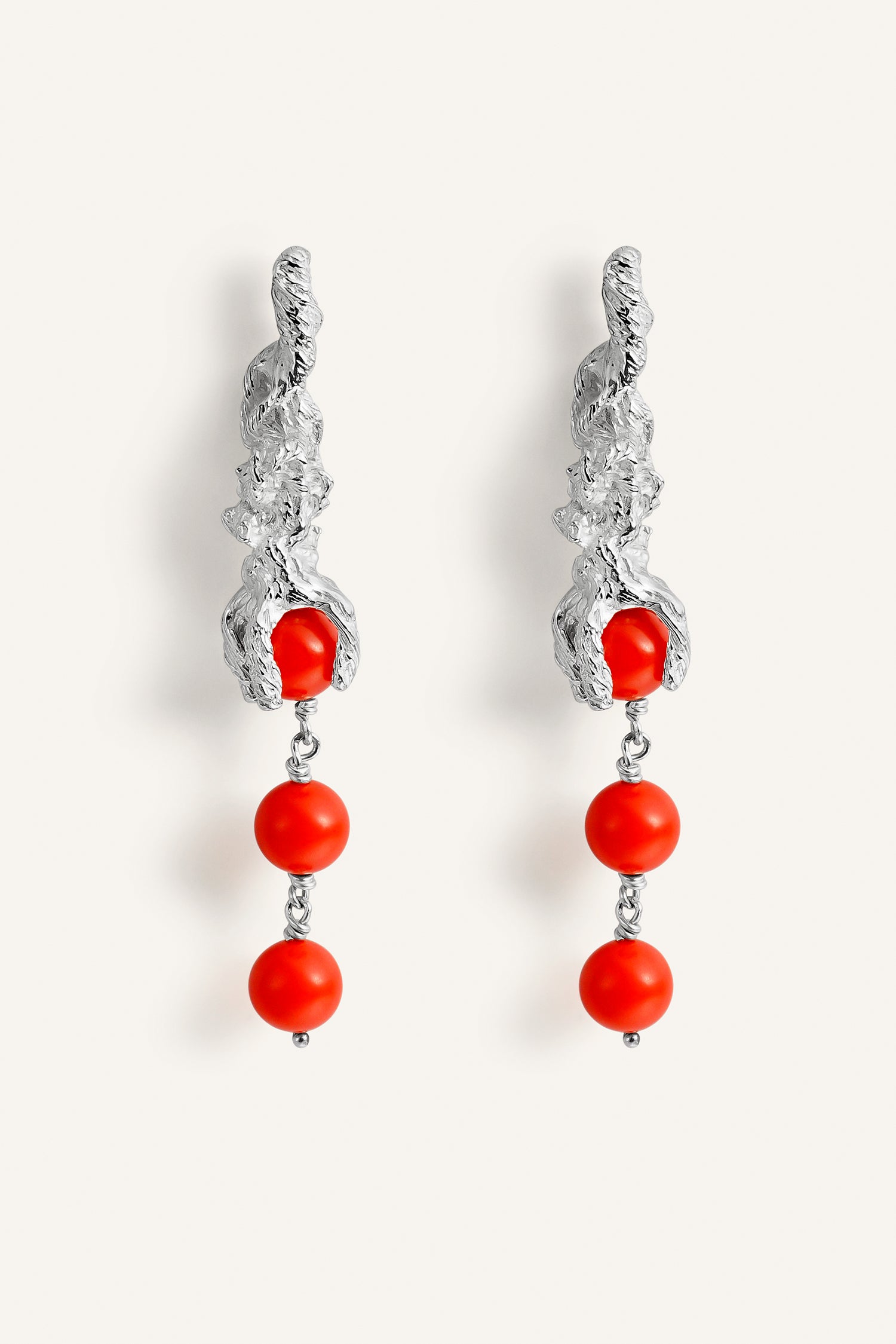 Sonia Folache Pendientes Paloma Plata 925 con Coral
